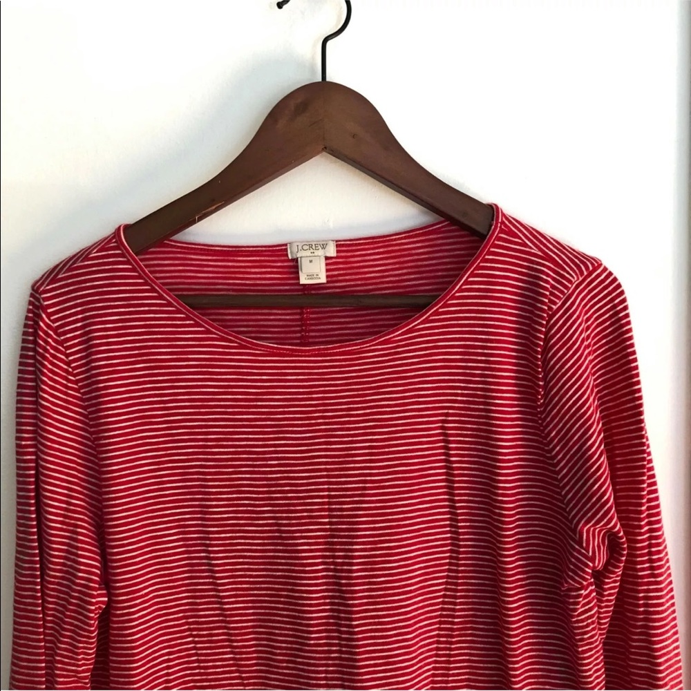 J crew striped peplum long sleeve top red white m medium - Picture 6 of 9